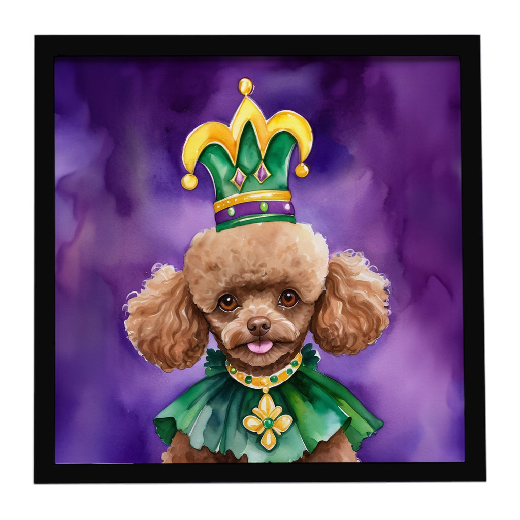 Poodle King of Mardi Gras Framed Metal Print Bathroom, Kitchen, Office, Home Decor Wall Art Ready to Hang, Square, 8X8