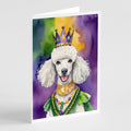 White Poodle King of Mardi Gras Greeting Cards Pack of 8 Blank Cards with Envelopes Whimsical A7 Size 5x7