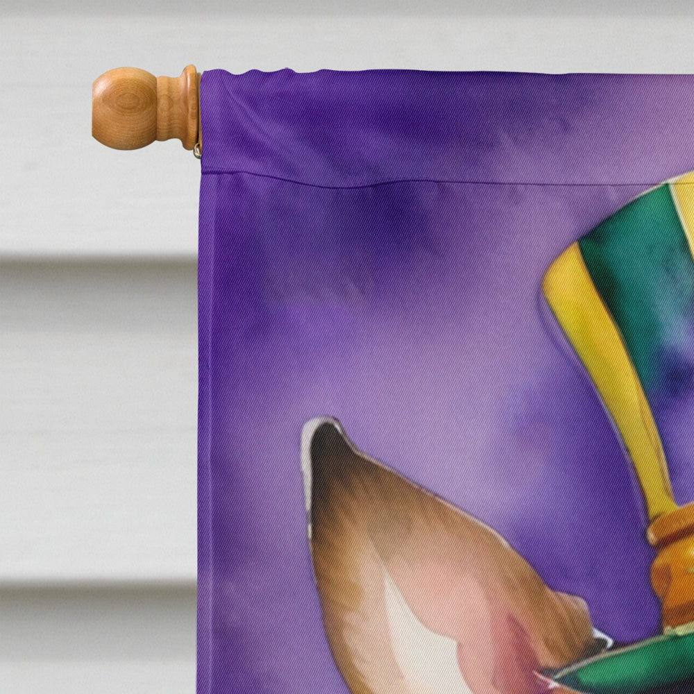 Rat Terrier King of Mardi Gras House Flag 28x40 Porch Sleeve Pole Decorative Outside Yard Banner Artwork Wall Hanging, Polyester
