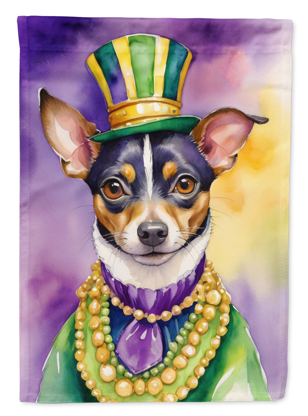 Rat Terrier King of Mardi Gras Garden Flag Mailbox Decorative Yard Banner Outside Patio Artwork for Flower Beds, Garden Size, Multicolor