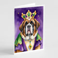 Saint Bernard King of Mardi Gras Greeting Cards Pack of 8 Blank Cards with Envelopes Whimsical A7 Size 5x7