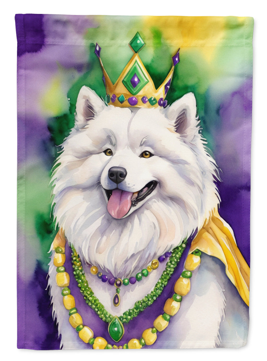 Samoyed King of Mardi Gras Garden Flag Mailbox Decorative Yard Banner Outside Patio Artwork for Flower Beds, Garden Size, Multicolor