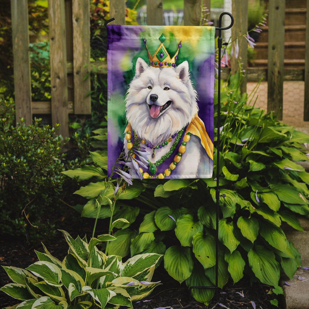 Samoyed King of Mardi Gras Garden Flag Mailbox Decorative Yard Banner Outside Patio Artwork for Flower Beds, Garden Size, Multicolor
