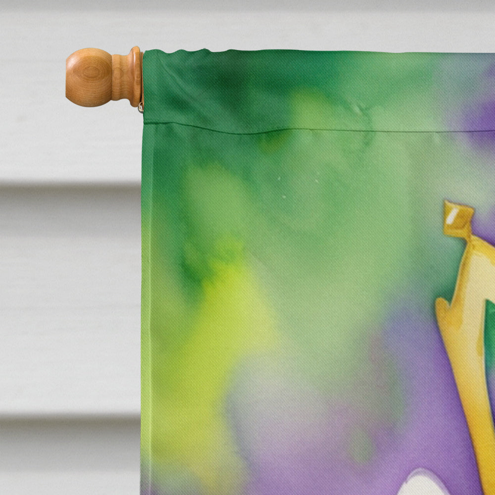 Samoyed King of Mardi Gras House Flag 28x40 Porch Sleeve Pole Decorative Outside Yard Banner Artwork Wall Hanging, Polyester