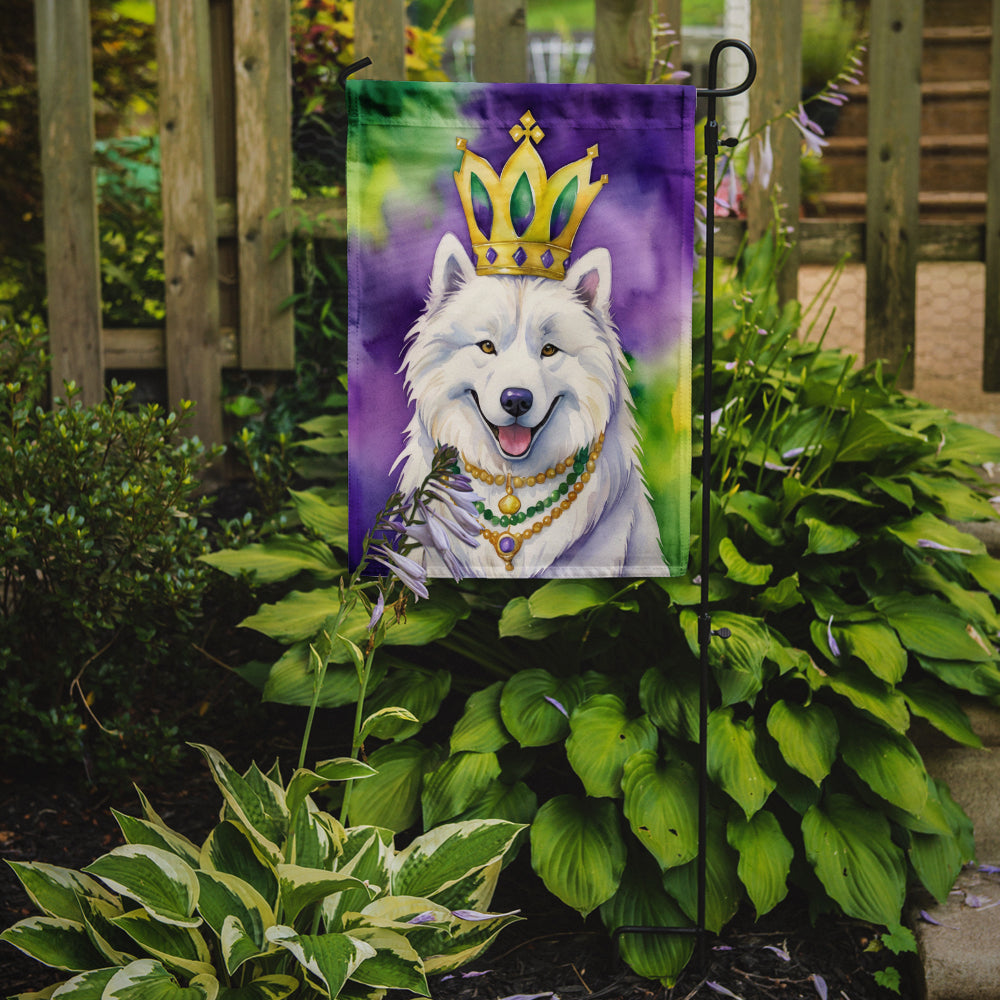 Samoyed King of Mardi Gras Garden Flag Mailbox Decorative Yard Banner Outside Patio Artwork for Flower Beds, Garden Size, Multicolor