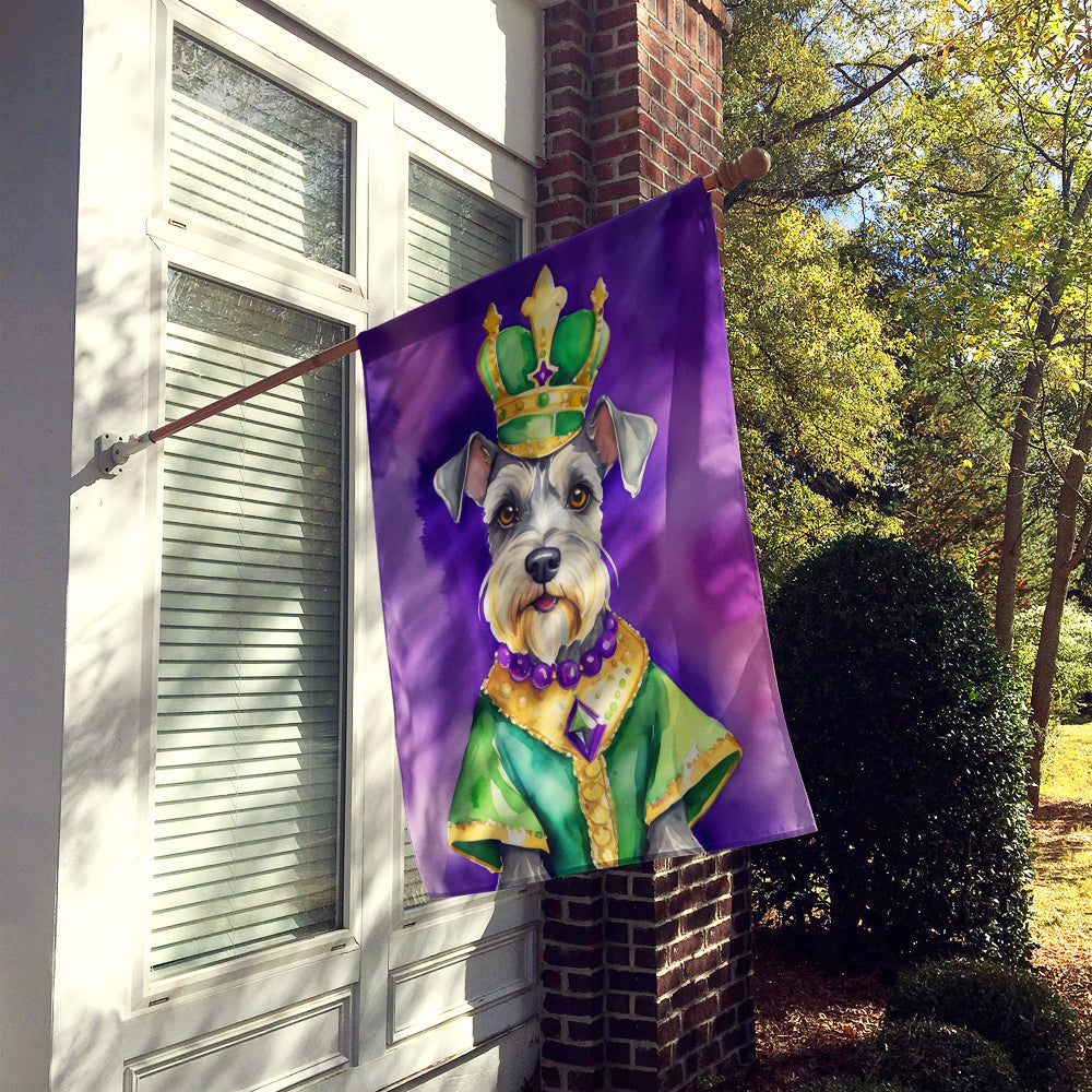 Schnauzer King of Mardi Gras House Flag 28x40 Porch Sleeve Pole Decorative Outside Yard Banner Artwork Wall Hanging, Polyester