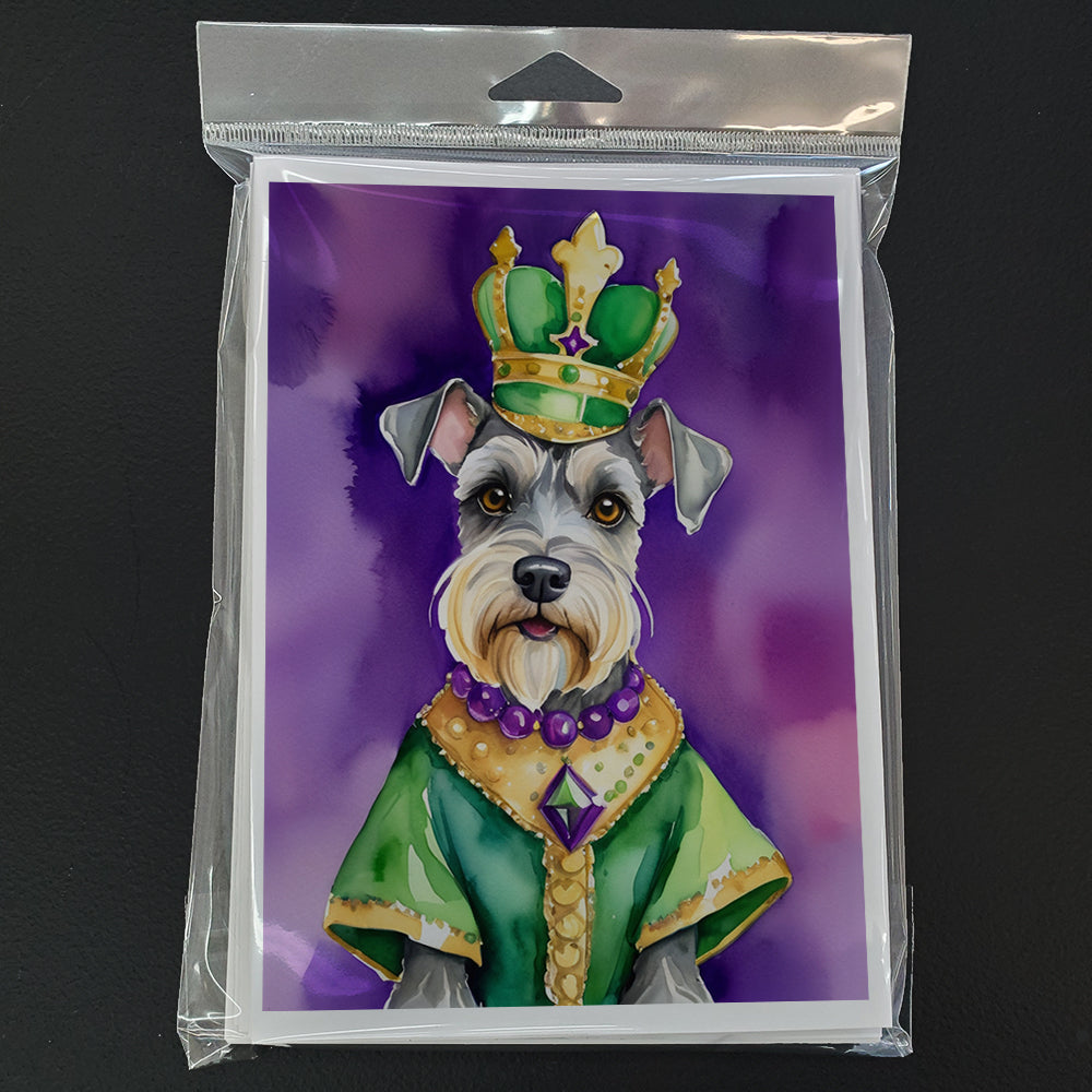 Schnauzer King of Mardi Gras Greeting Cards Pack of 8 Blank Cards with Envelopes Whimsical A7 Size 5x7