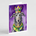 Scottish Deerhound King of Mardi Gras Greeting Cards Pack of 8 Blank Cards with Envelopes Whimsical A7 Size 5x7