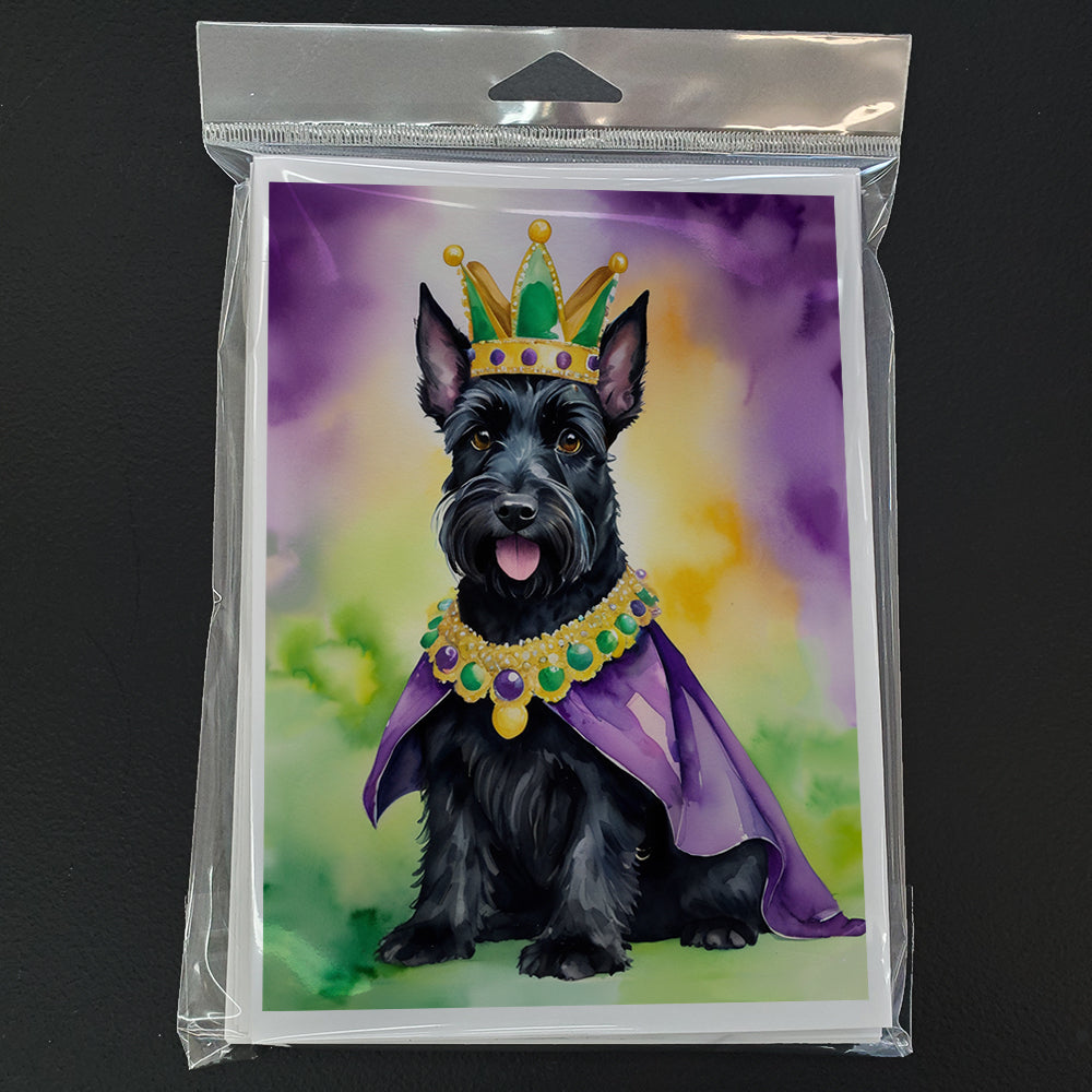 Scottish Terrier King of Mardi Gras Greeting Cards Pack of 8 Blank Cards with Envelopes Whimsical A7 Size 5x7