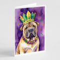 Shar Pei King of Mardi Gras Greeting Cards Pack of 8 Blank Cards with Envelopes Whimsical A7 Size 5x7