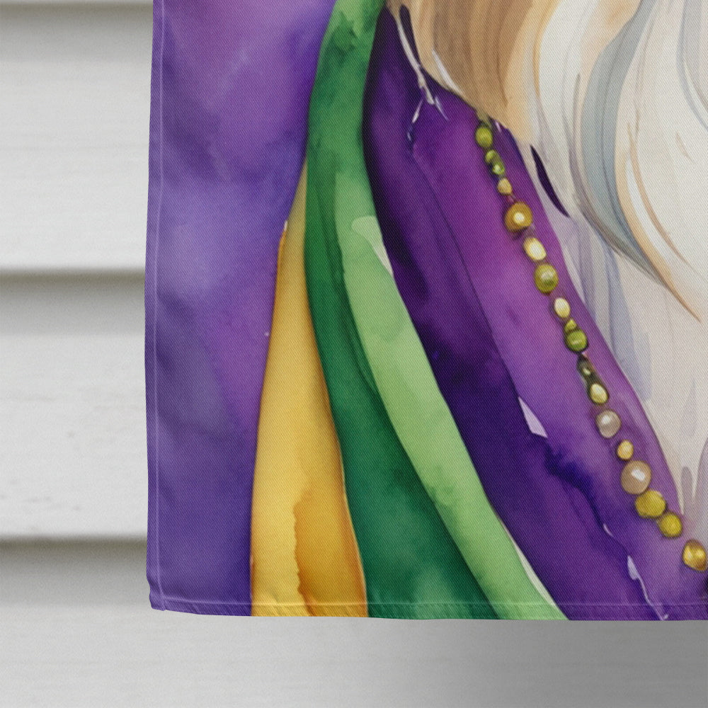 Sheltie King of Mardi Gras House Flag 28x40 Porch Sleeve Pole Decorative Outside Yard Banner Artwork Wall Hanging, Polyester