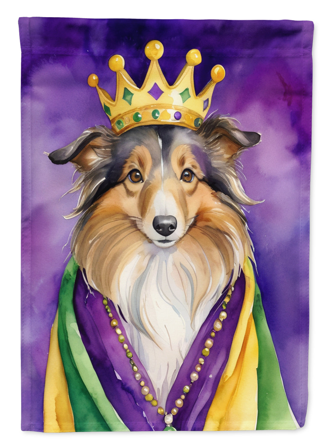 Sheltie King of Mardi Gras Garden Flag Mailbox Decorative Yard Banner Outside Patio Artwork for Flower Beds, Garden Size, Multicolor