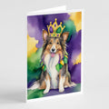 Sheltie King of Mardi Gras Greeting Cards Pack of 8 Blank Cards with Envelopes Whimsical A7 Size 5x7