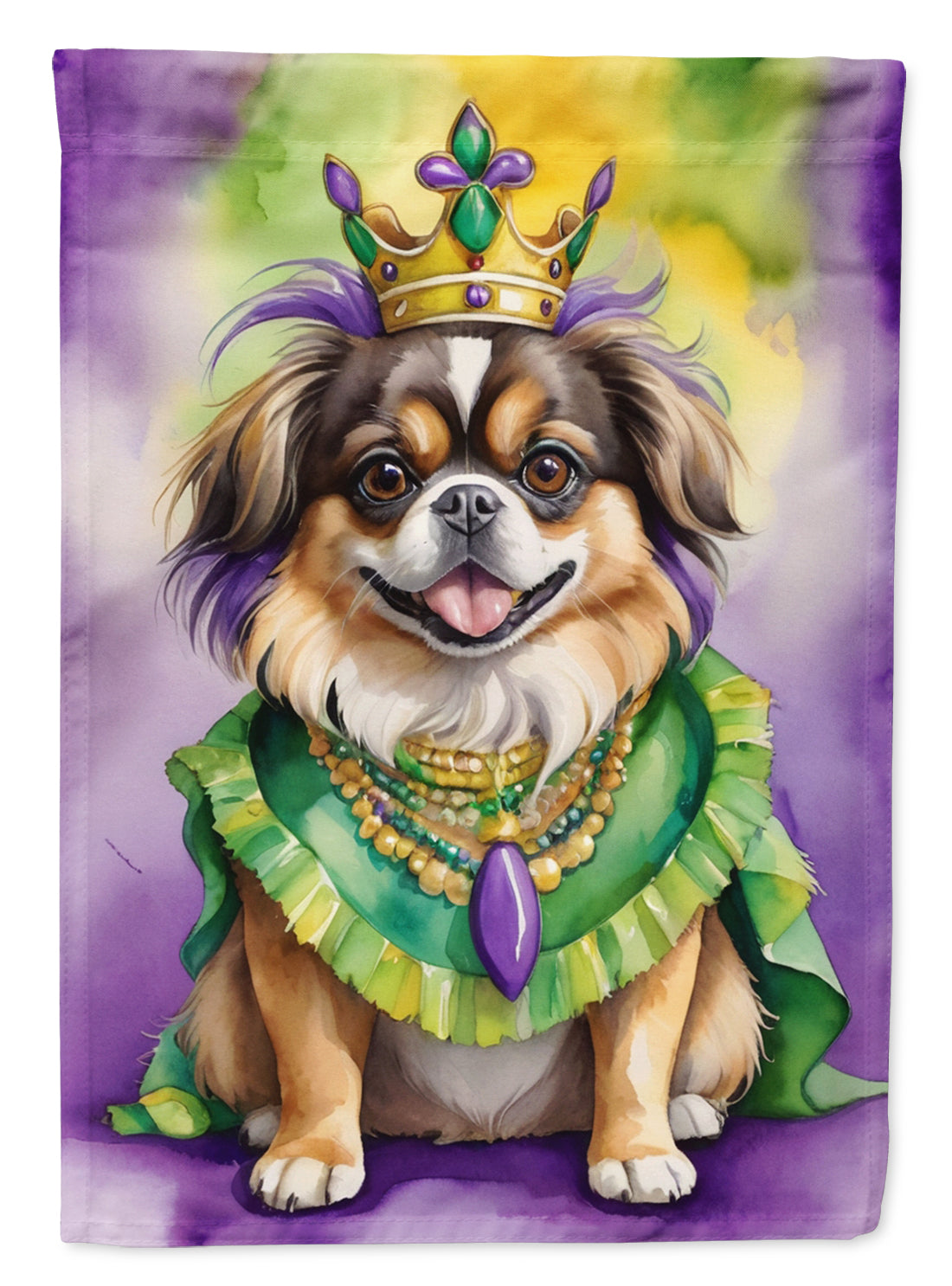 Tibetan Spaniel King of Mardi Gras Garden Flag Mailbox Decorative Yard Banner Outside Patio Artwork for Flower Beds, Garden Size, Multicolor