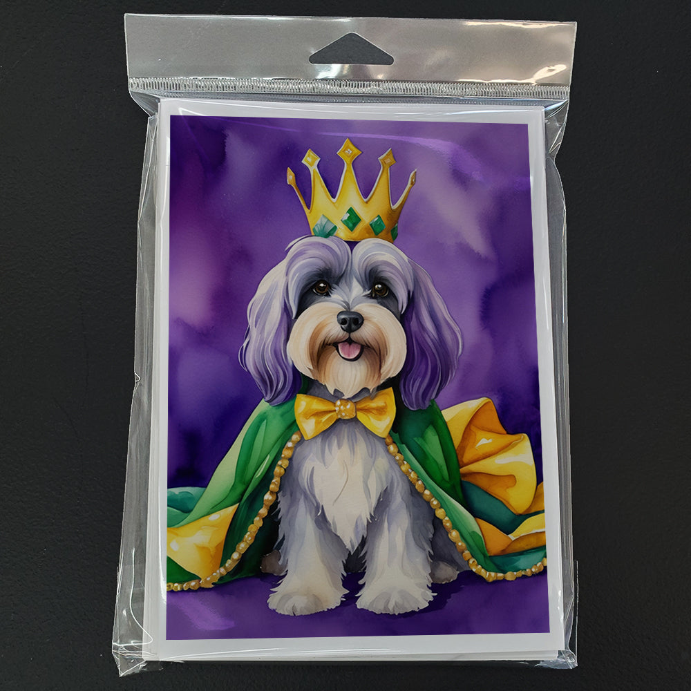 Tibetan Terrier King of Mardi Gras Greeting Cards Pack of 8 Blank Cards with Envelopes Whimsical A7 Size 5x7