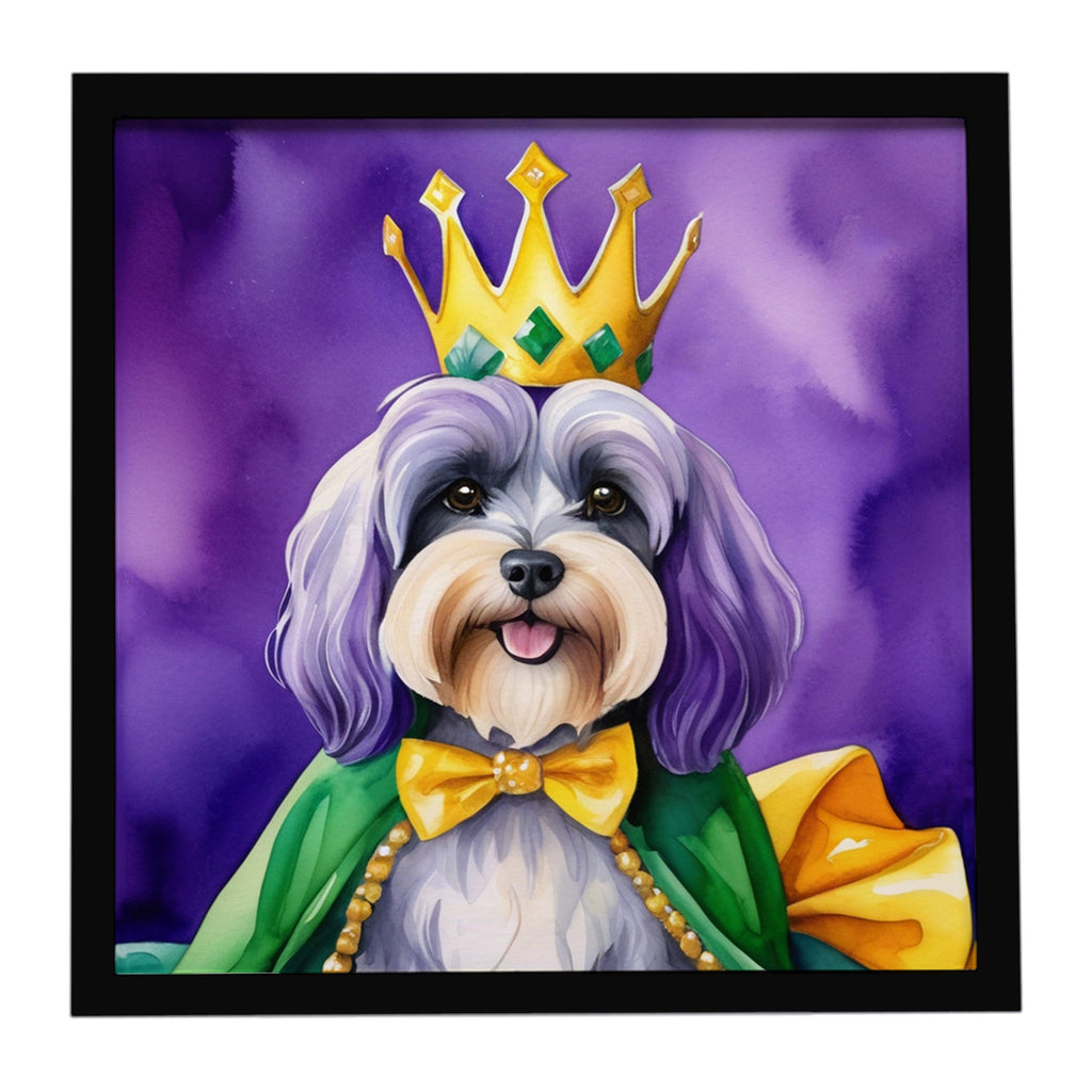 Tibetan Terrier King of Mardi Gras Framed Metal Print Bathroom, Kitchen, Office, Home Decor Wall Art Ready to Hang, Square, 8X8