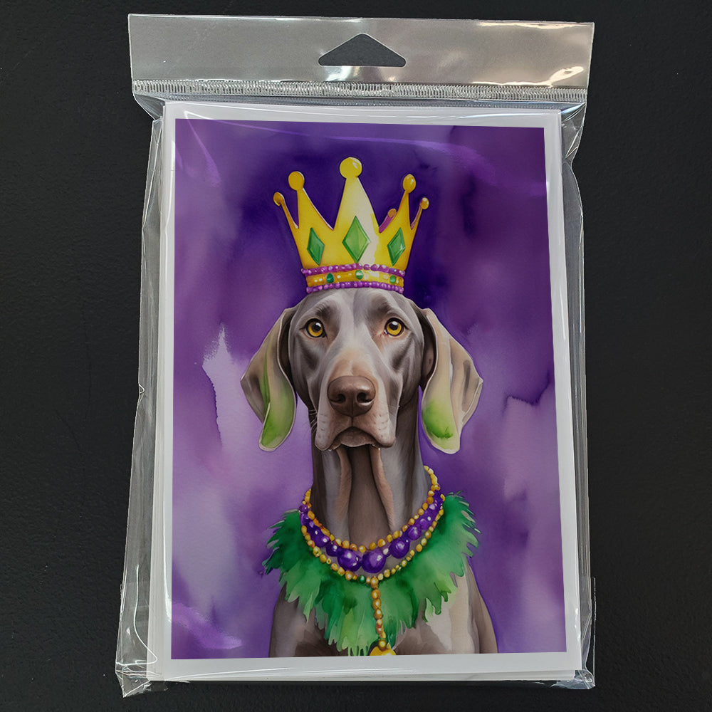 Weimaraner King of Mardi Gras Greeting Cards Pack of 8 Blank Cards with Envelopes Whimsical A7 Size 5x7
