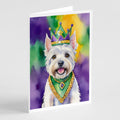 Westie King of Mardi Gras Greeting Cards Pack of 8 Blank Cards with Envelopes Whimsical A7 Size 5x7