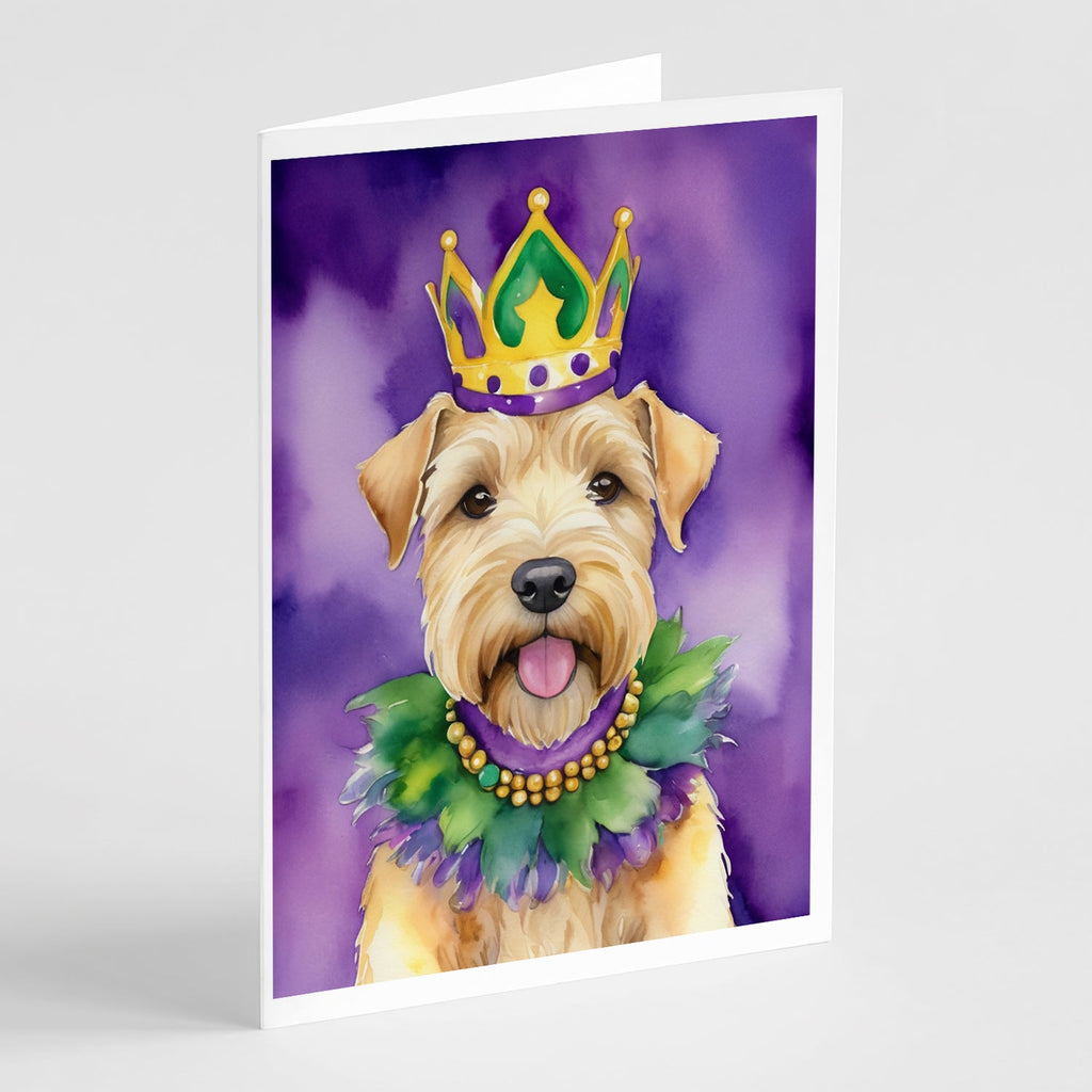 Wheaten Terrier King of Mardi Gras Greeting Cards Pack of 8 Blank Cards with Envelopes Whimsical A7 Size 5x7