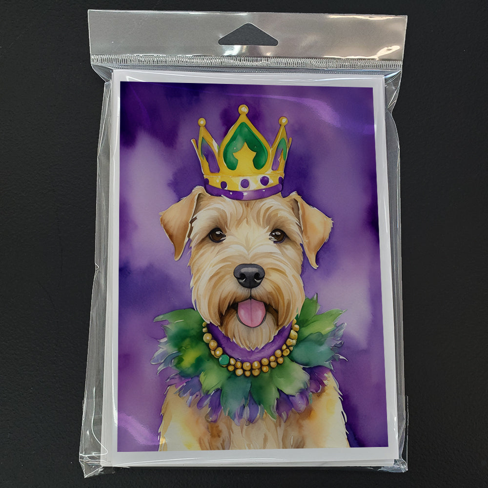 Wheaten Terrier King of Mardi Gras Greeting Cards Pack of 8 Blank Cards with Envelopes Whimsical A7 Size 5x7