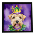 Wheaten Terrier King of Mardi Gras Framed Metal Print Bathroom, Kitchen, Office, Home Decor Wall Art Ready to Hang, Square, 8X8