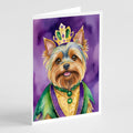 Yorkshire Terrier King of Mardi Gras Greeting Cards Pack of 8 Blank Cards with Envelopes Whimsical A7 Size 5x7