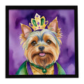 Yorkshire Terrier King of Mardi Gras Framed Metal Print Bathroom, Kitchen, Office, Home Decor Wall Art Ready to Hang, Square, 8X8