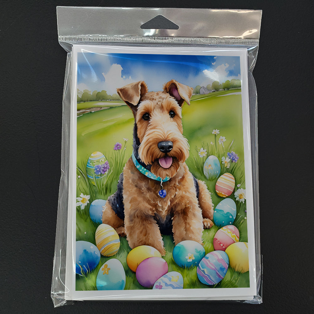 Airedale Terrier Easter Egg Hunt Greeting Cards Pack of 8 Blank Cards with Envelopes Whimsical A7 Size 5x7