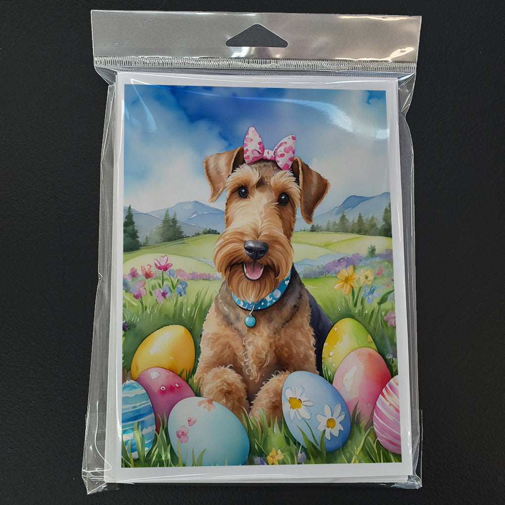 Airedale Terrier Easter Egg Hunt Greeting Cards Pack of 8 Blank Cards with Envelopes Whimsical A7 Size 5x7