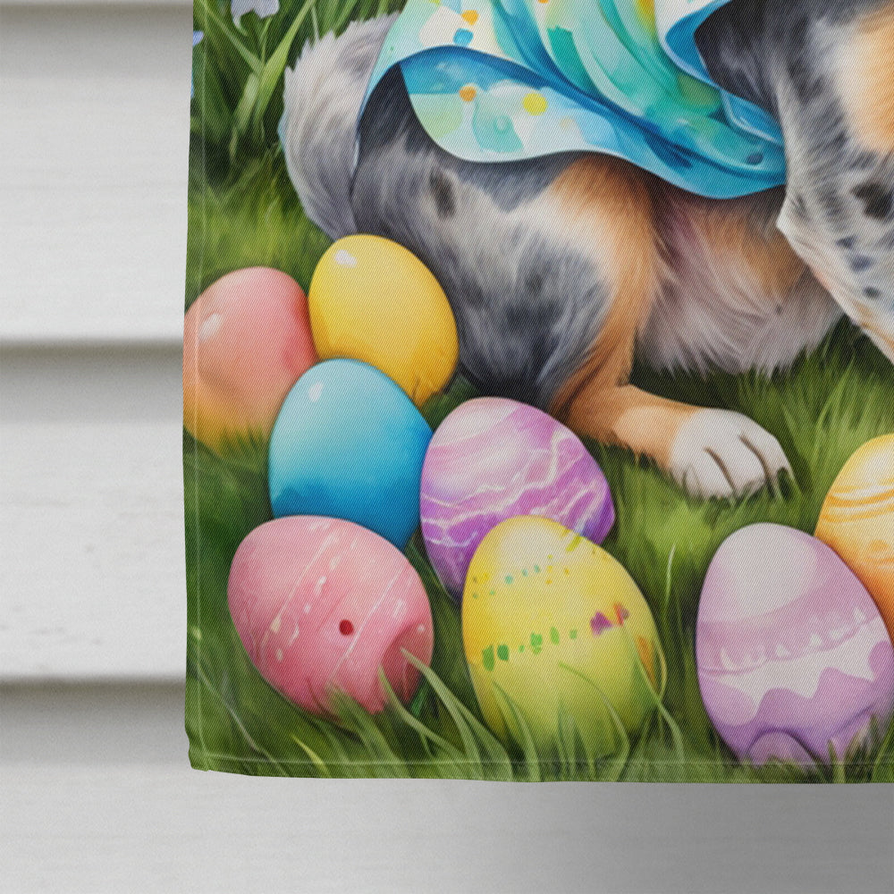 Australian Cattle Dog Easter Egg Hunt House Flag 28x40 Porch Sleeve Pole Decorative Outside Yard Banner Artwork Wall Hanging, Polyester