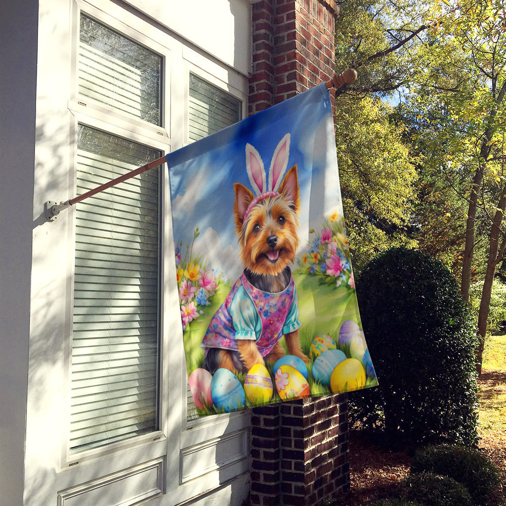 Australian Terrier Easter Egg Hunt House Flag 28x40 Porch Sleeve Pole Decorative Outside Yard Banner Artwork Wall Hanging, Polyester
