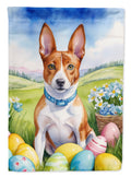 Basenji Easter Egg Hunt House Flag 28x40 Porch Sleeve Pole Decorative Outside Yard Banner Artwork Wall Hanging, Polyester