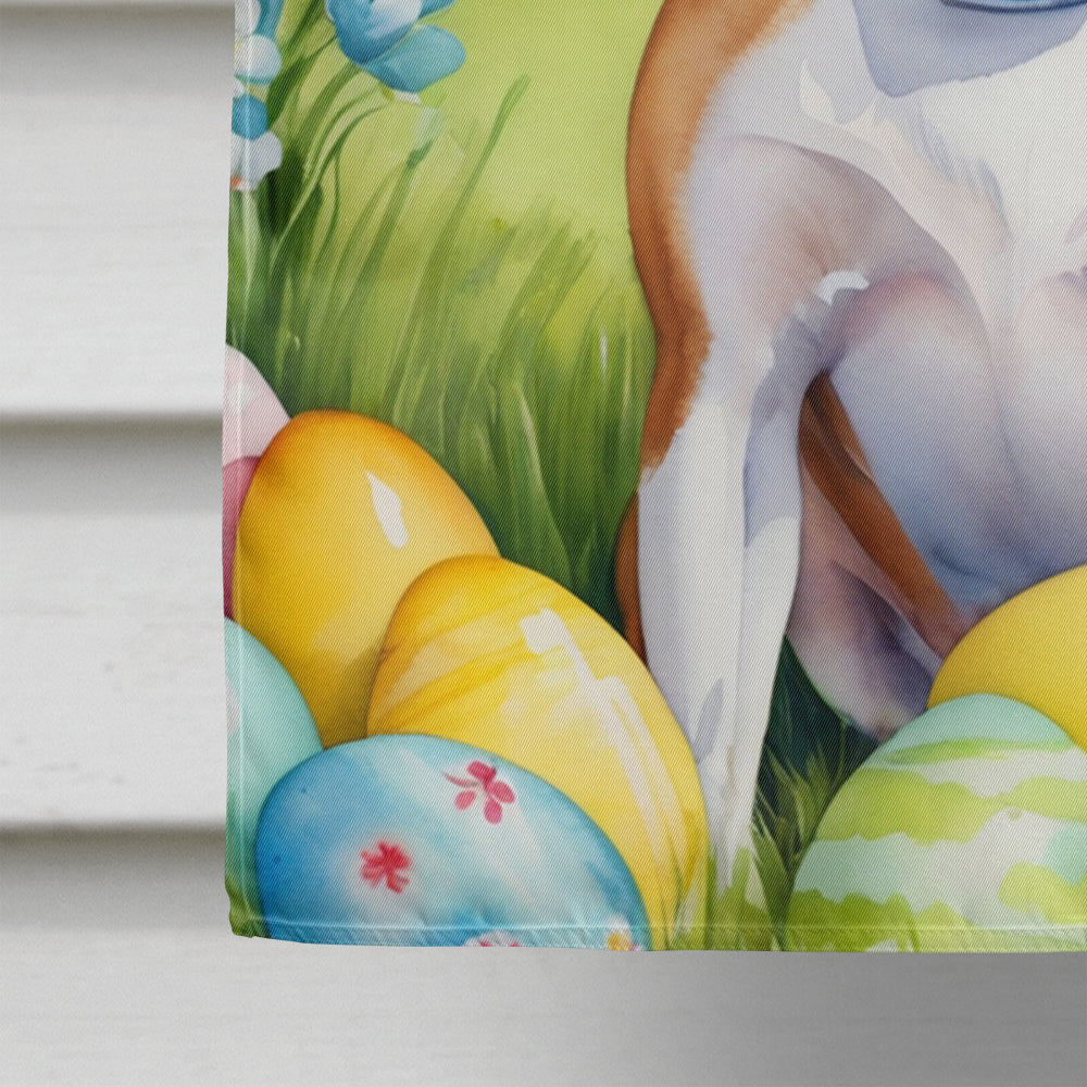 Basenji Easter Egg Hunt House Flag 28x40 Porch Sleeve Pole Decorative Outside Yard Banner Artwork Wall Hanging, Polyester