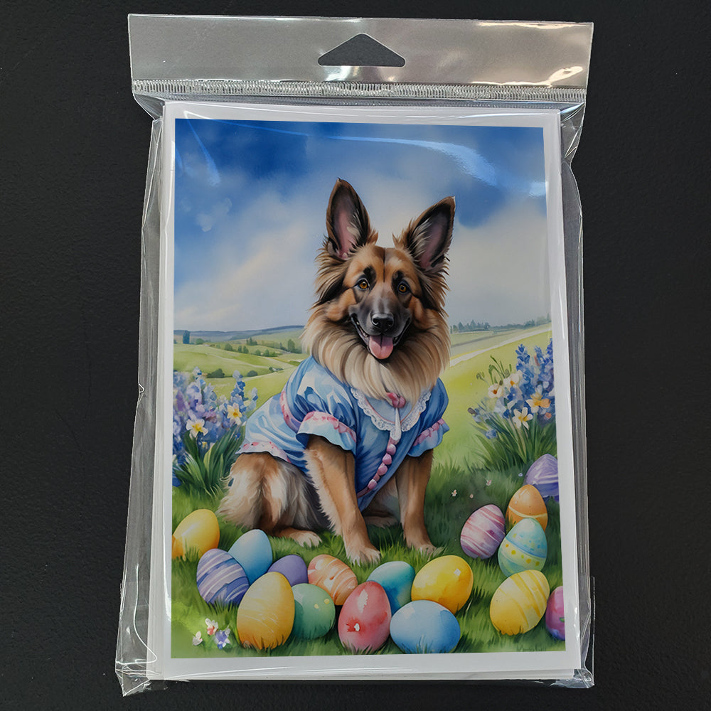 Belgian Tervuren Easter Egg Hunt Greeting Cards Pack of 8 Blank Cards with Envelopes Whimsical A7 Size 5x7