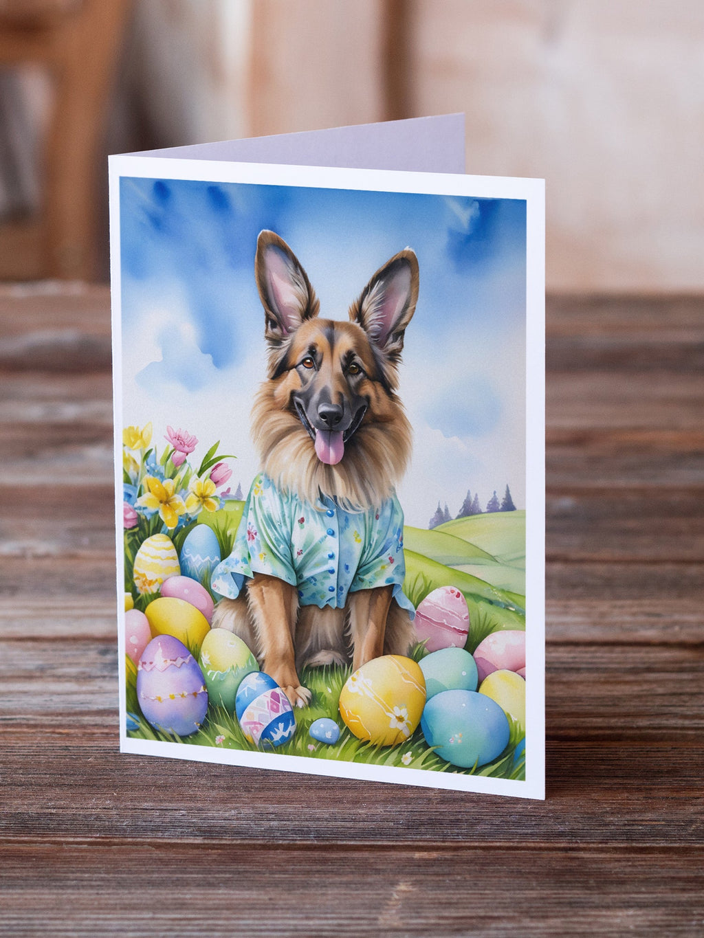 Belgian Tervuren Easter Egg Hunt Greeting Cards Pack of 8 Blank Cards with Envelopes Whimsical A7 Size 5x7