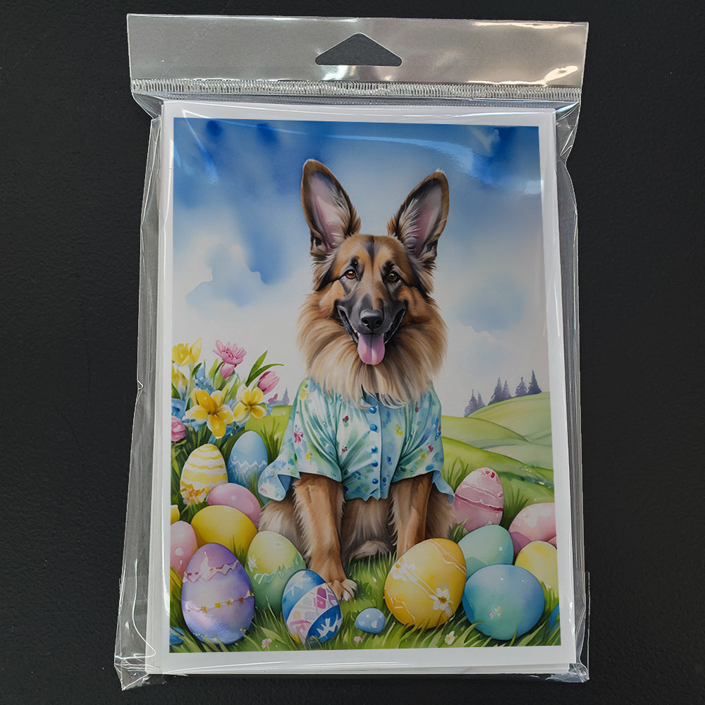 Belgian Tervuren Easter Egg Hunt Greeting Cards Pack of 8 Blank Cards with Envelopes Whimsical A7 Size 5x7