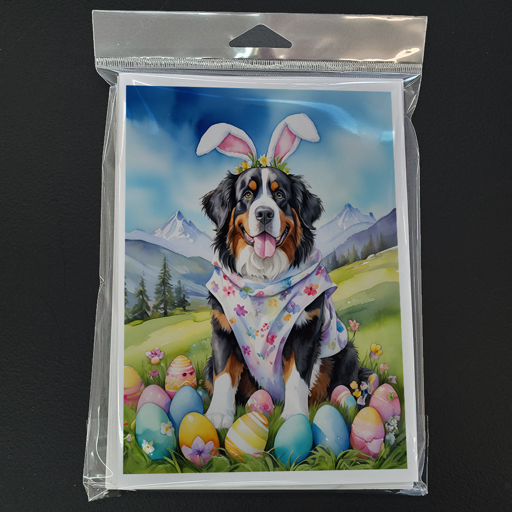 Bernese Mountain Dog Easter Egg Hunt Greeting Cards Pack of 8 Blank Cards with Envelopes Whimsical A7 Size 5x7