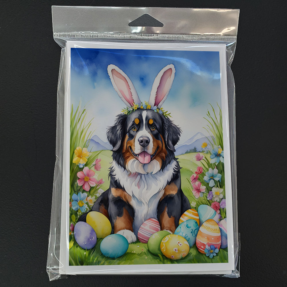 Bernese Mountain Dog Easter Egg Hunt Greeting Cards Pack of 8 Blank Cards with Envelopes Whimsical A7 Size 5x7