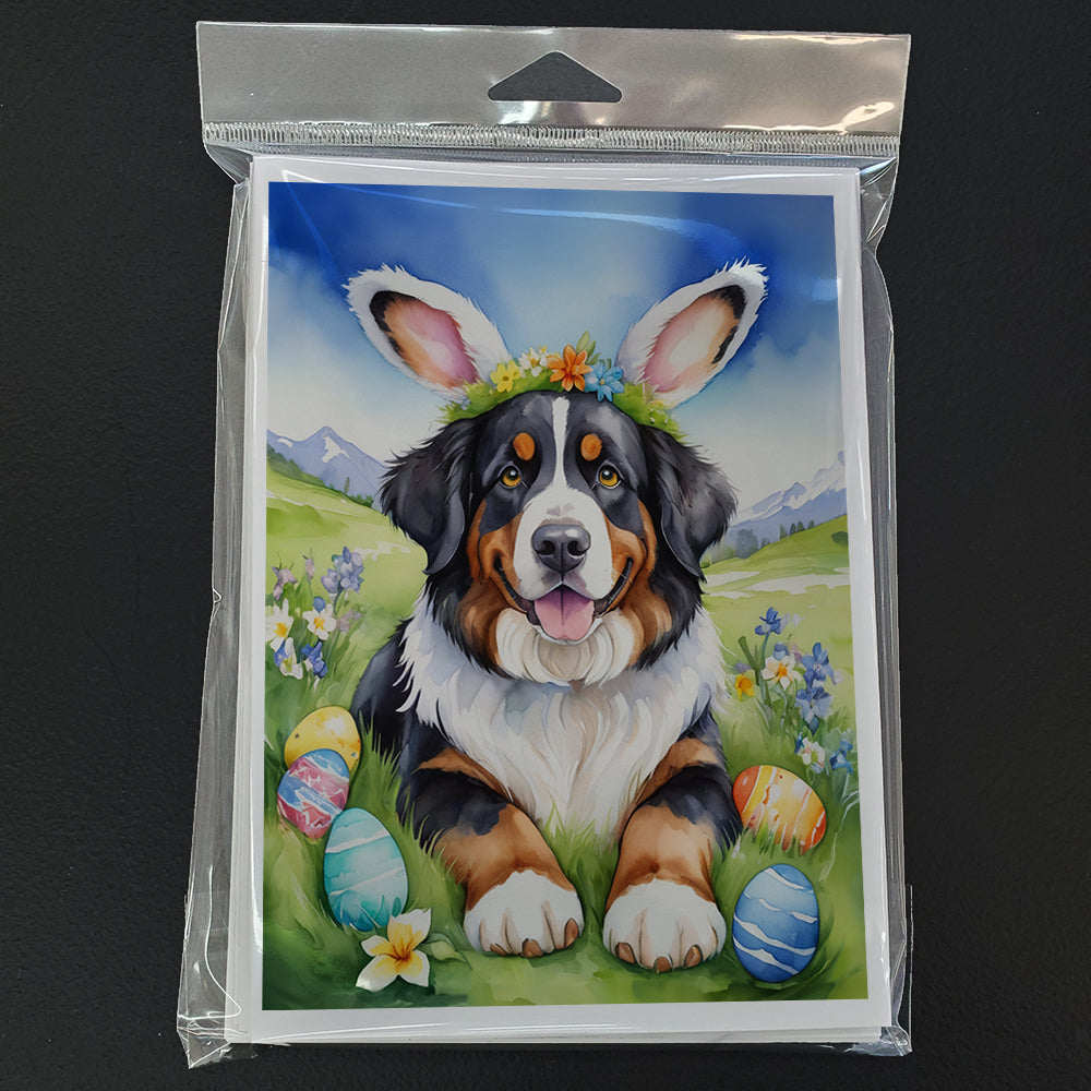 Bernese Mountain Dog Easter Egg Hunt Greeting Cards Pack of 8 Blank Cards with Envelopes Whimsical A7 Size 5x7