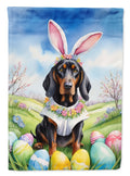 Black and Tan Coonhound Easter Egg Hunt House Flag 28x40 Porch Sleeve Pole Decorative Outside Yard Banner Artwork Wall Hanging, Polyester
