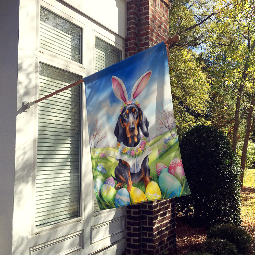 Black and Tan Coonhound Easter Egg Hunt House Flag 28x40 Porch Sleeve Pole Decorative Outside Yard Banner Artwork Wall Hanging, Polyester
