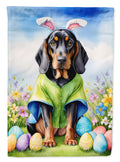 Black and Tan Coonhound Easter Egg Hunt House Flag 28x40 Porch Sleeve Pole Decorative Outside Yard Banner Artwork Wall Hanging, Polyester