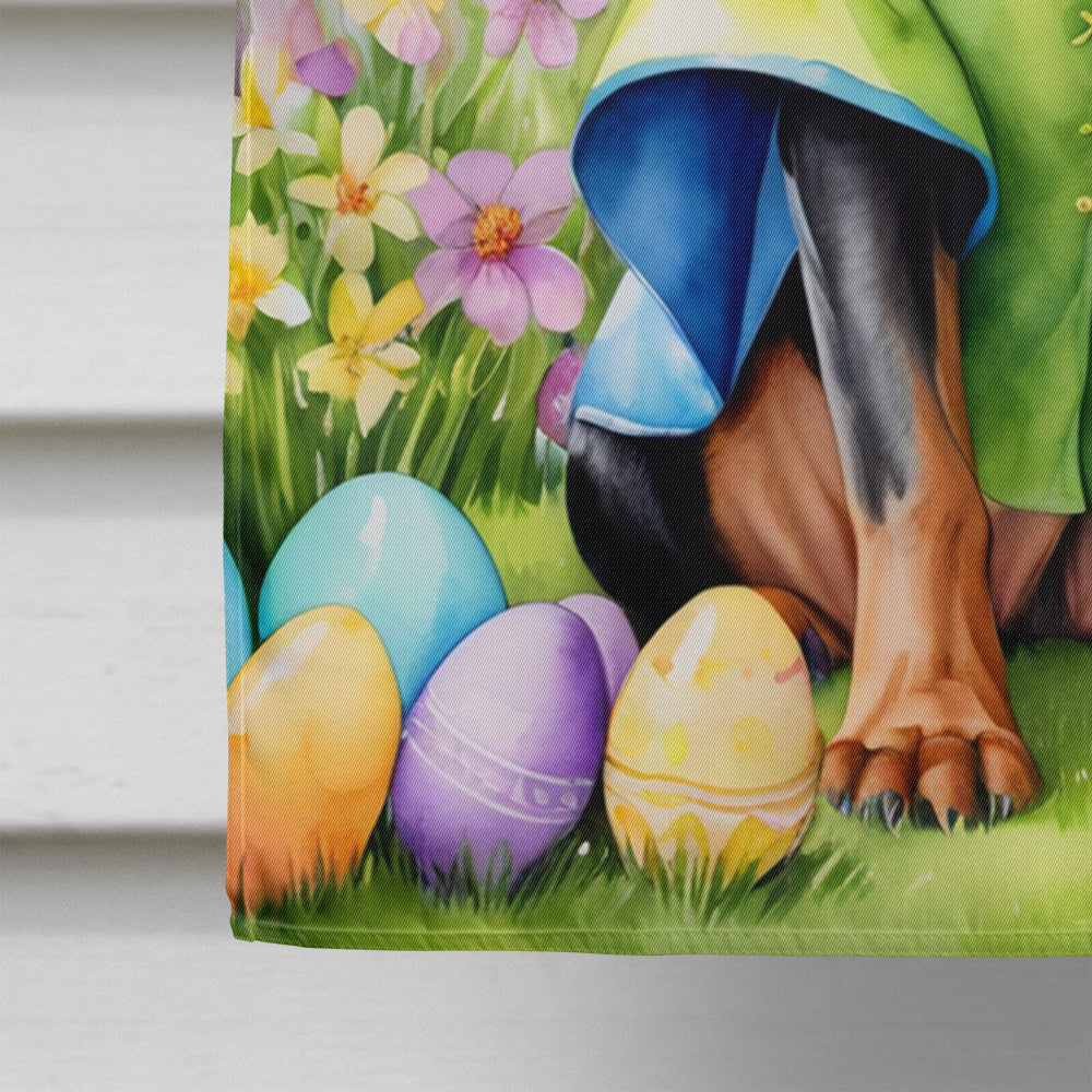 Black and Tan Coonhound Easter Egg Hunt House Flag 28x40 Porch Sleeve Pole Decorative Outside Yard Banner Artwork Wall Hanging, Polyester