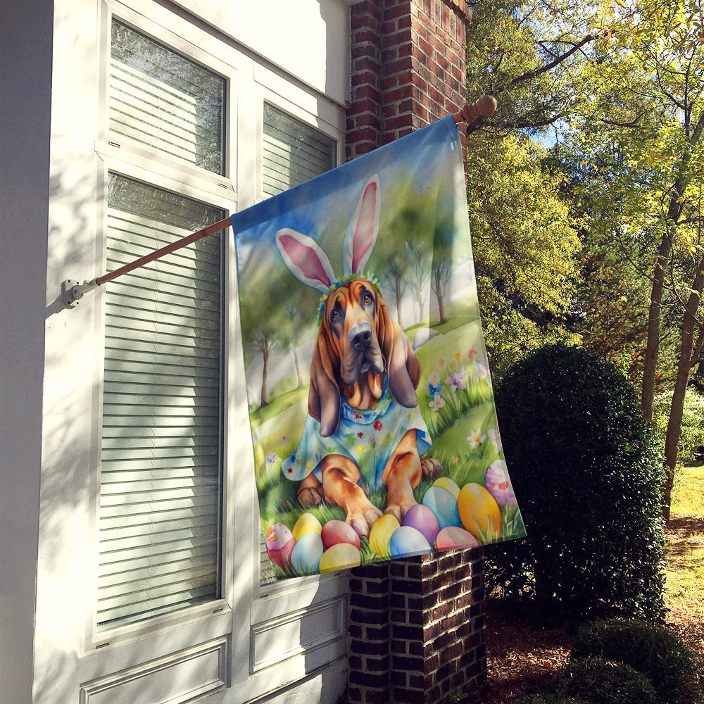Bloodhound Easter Egg Hunt House Flag 28x40 Porch Sleeve Pole Decorative Outside Yard Banner Artwork Wall Hanging, Polyester