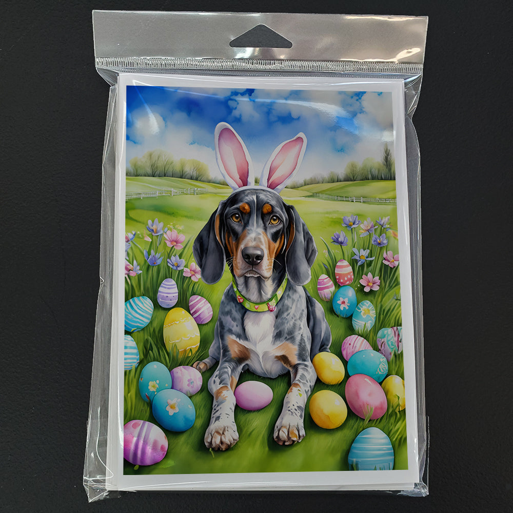 Bluetick Coonhound Easter Egg Hunt Greeting Cards Pack of 8 Blank Cards with Envelopes Whimsical A7 Size 5x7
