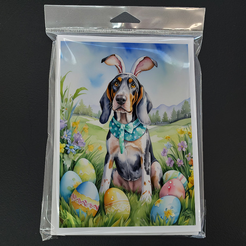 Bluetick Coonhound Easter Egg Hunt Greeting Cards Pack of 8 Blank Cards with Envelopes Whimsical A7 Size 5x7