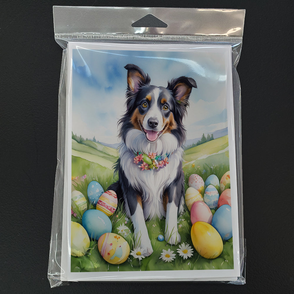 Border Collie Easter Egg Hunt Greeting Cards Pack of 8 Blank Cards with Envelopes Whimsical A7 Size 5x7