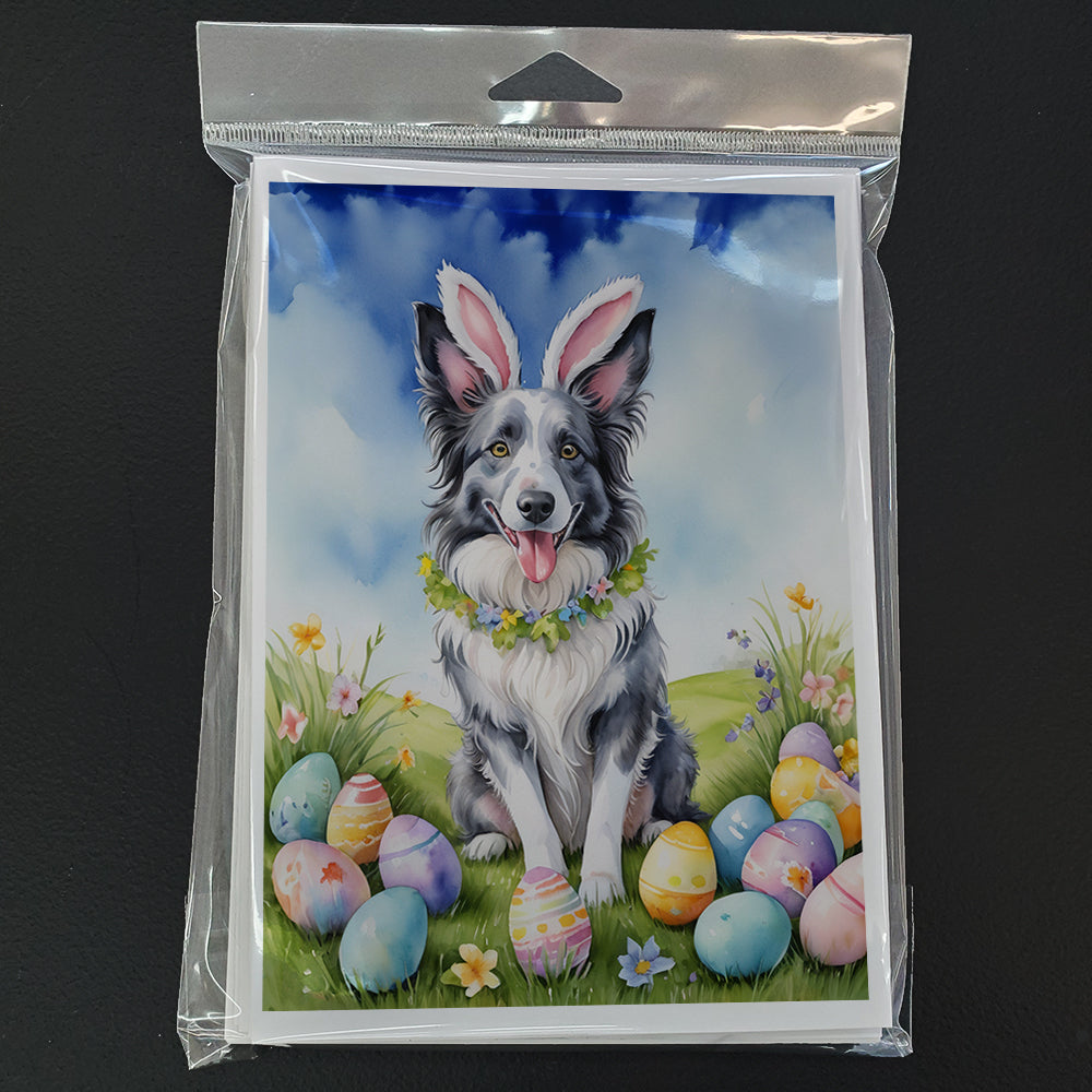 Border Collie Easter Egg Hunt Greeting Cards Pack of 8 Blank Cards with Envelopes Whimsical A7 Size 5x7