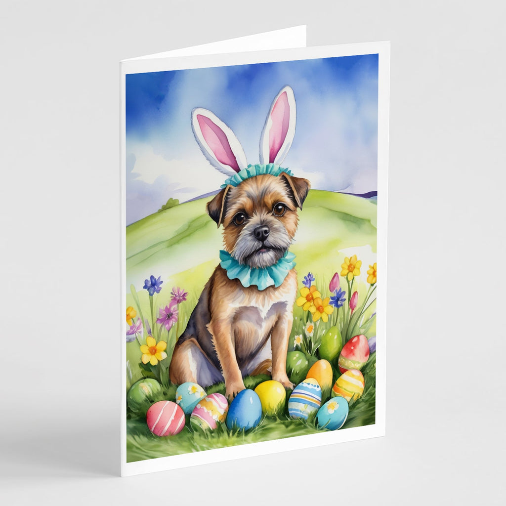 Border Terrier Easter Egg Hunt Greeting Cards Pack of 8 Blank Cards with Envelopes Whimsical A7 Size 5x7