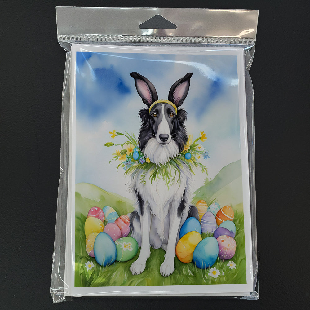 Borzoi Easter Egg Hunt Greeting Cards Pack of 8 Blank Cards with Envelopes Whimsical A7 Size 5x7